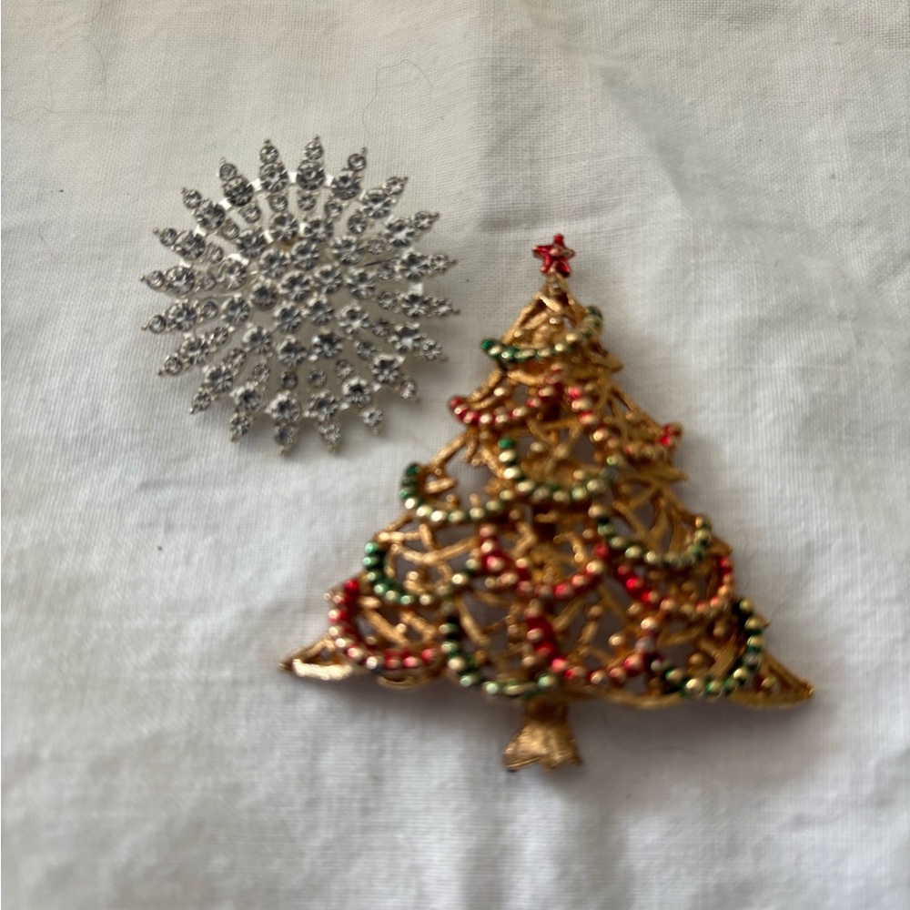 Gold and Silver Festive Brooch Set
